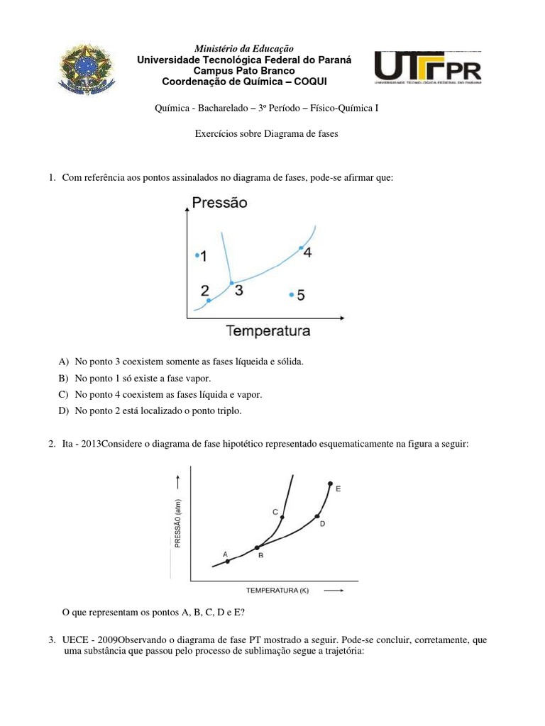 Exercícios sobre Diagrama de Fases | PDF