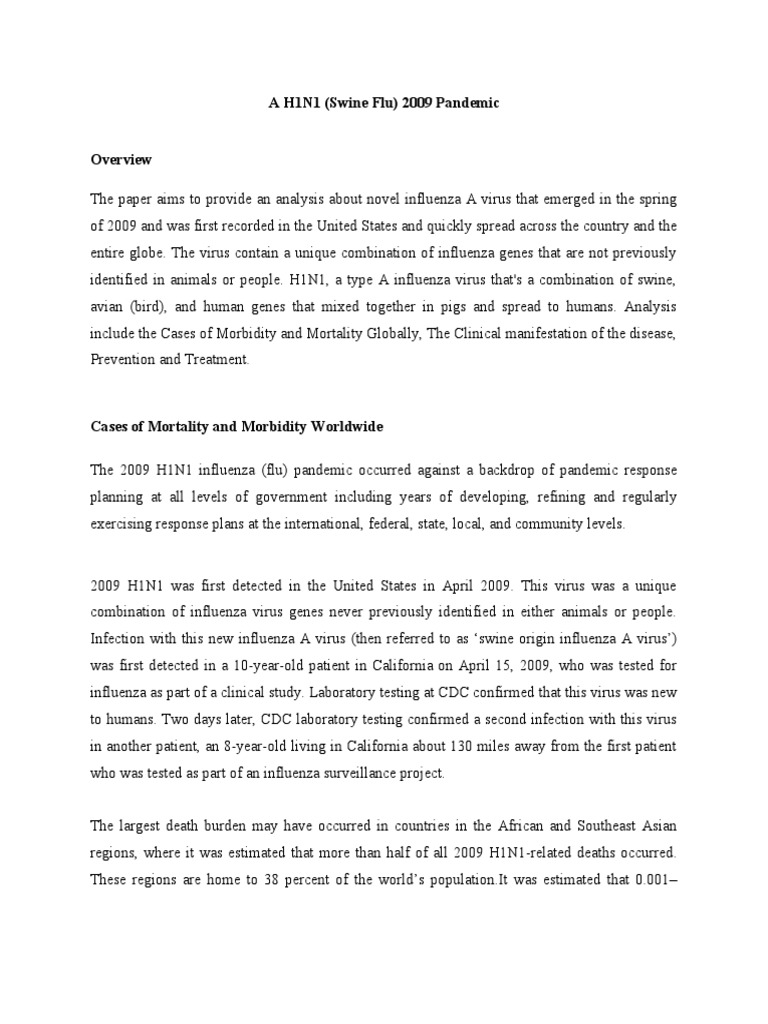 A H1N1 (Swine Flu) 2009 Pandemic | PDF | Influenza | Influenza A Virus ...