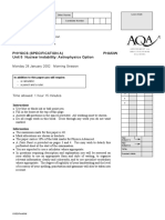 Physics (Specification A) PHA5/W Unit 5 Nuclear Instability: Astrophysics Option