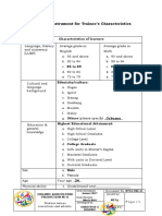 Data Gathering Instrument for Trainee Characteristics