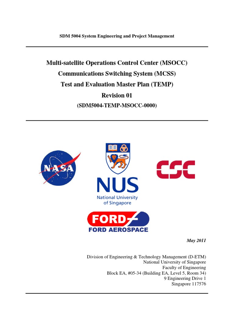 Test and Evaluation Master Plan for MSOCC | PDF | Goddard Space Flight ...
