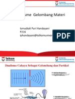 Dualisme Gelombang Materi: Ismudiati Puri Handayani P216 Iphandayani@telkomuniversity - Ac.id