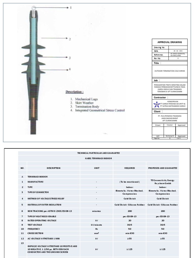 Cold Shrink Termination Approval Drawing | PDF | Voltage | Alternating ...