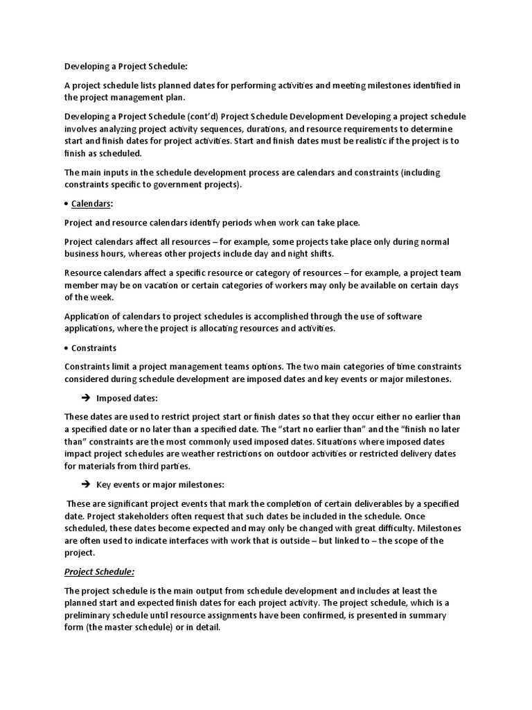Project Schedule Development Guide | PDF | Project Management ...