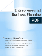 Entrepreneurial Business Planning