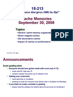 Cache Memories September 30, 2008: Topics