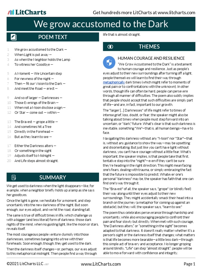 We Grow Accustomed To The Dark by Emily Dickinson PDF