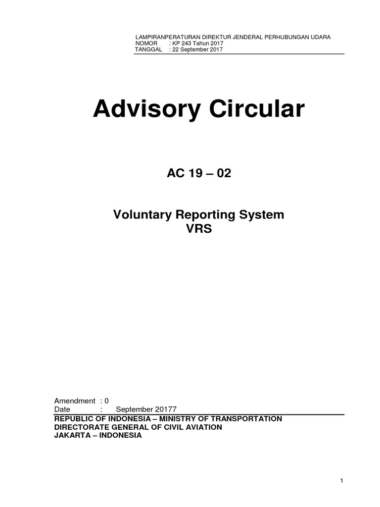 Indonesia Voluntary Reporting System Guide | PDF | Air Traffic Control ...