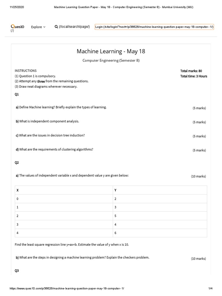 Machine Learning Question Paper - May 18 - Computer Engineering ...