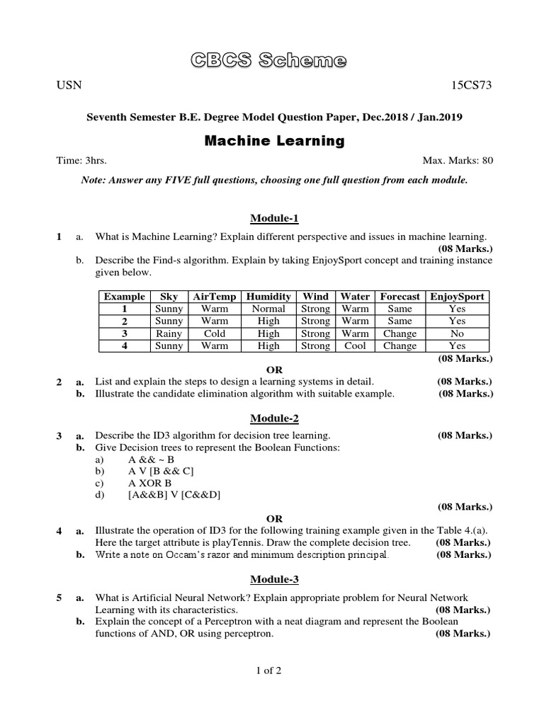 ML Model Question Paper | PDF | Machine Learning | Cognitive Science