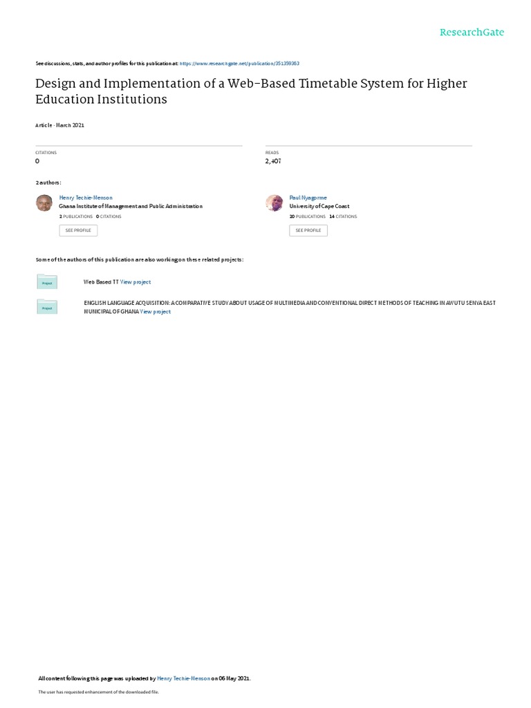 Design and Implementation of A Web-Based Timetable System For Higher ...