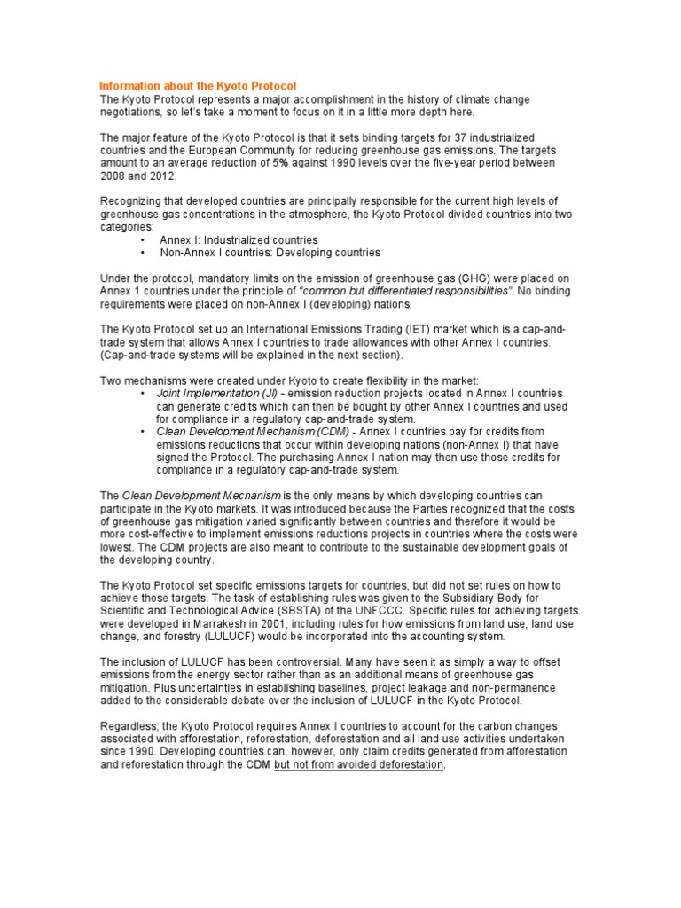 Overview of the Kyoto Protocol | PDF | Kyoto Protocol | Emissions Trading