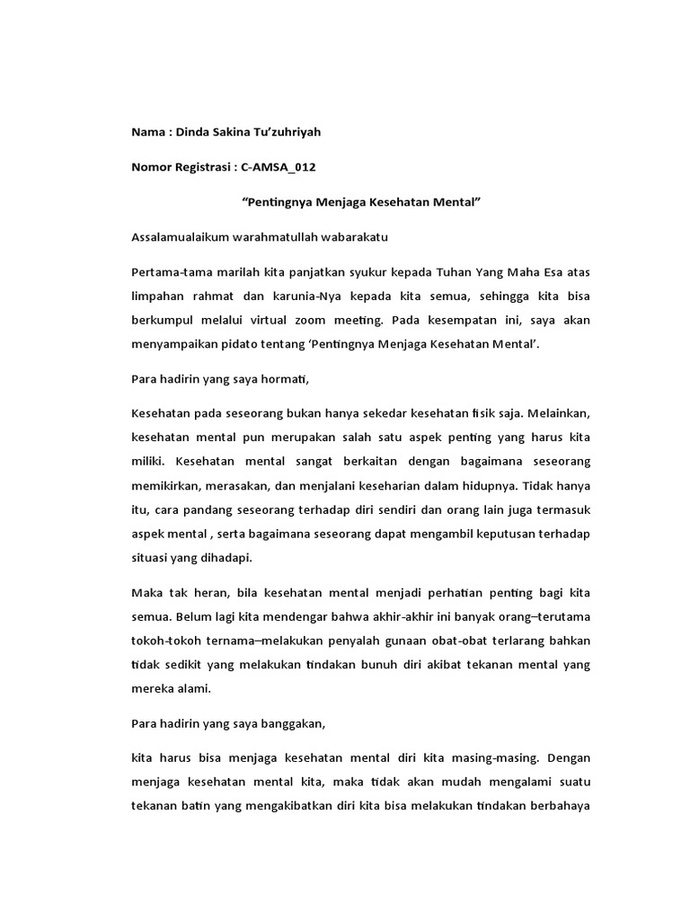 Pidato Kesehatan Mental PDF