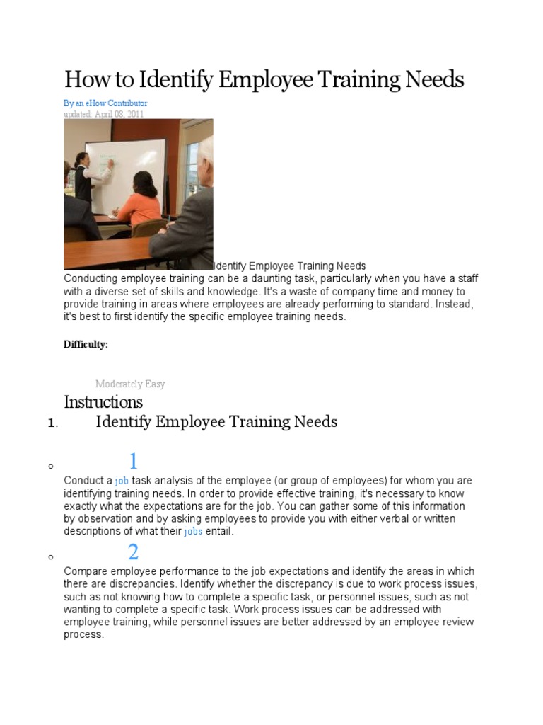 Identify Employee Training Needs Guide | PDF | Employment | Goal