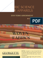 Fabric Science For Apparels: End Term Assessment