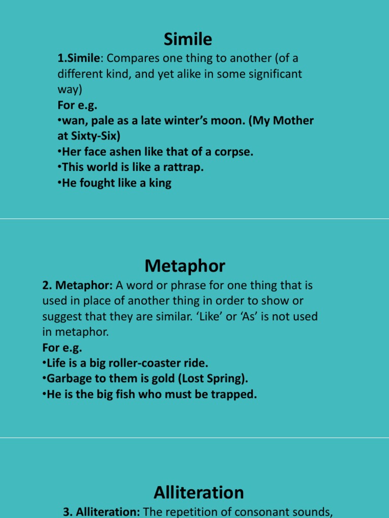 Examples of Simile in Poetry | PDF | Metaphor | Poetic Devices