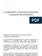 La Capacitacion y Desarrollo Del Personal y Evaluacion Del Desempeño.