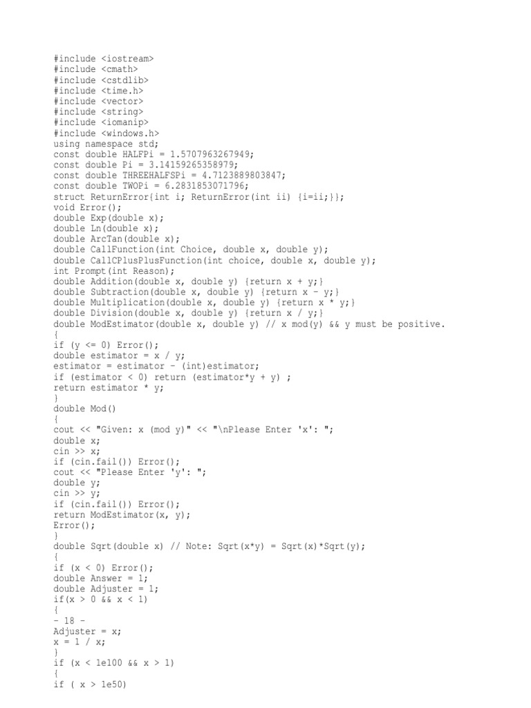 C++ Mathematical Functions Implementation | PDF | Sine | Trigonometric ...