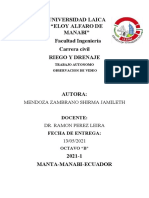Universidad Laica "Eloy Alfaro de Manabi" Facultad Ingeniería Carrera Civil Riego Y Drenaje