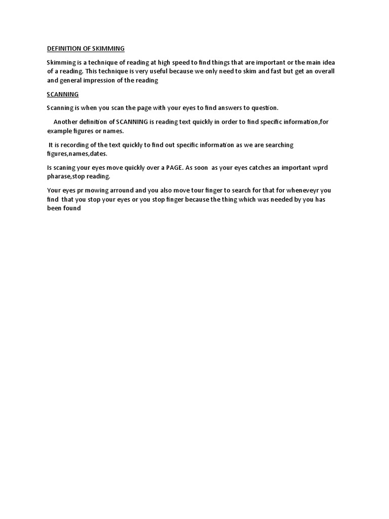 Definition of Skimming | PDF