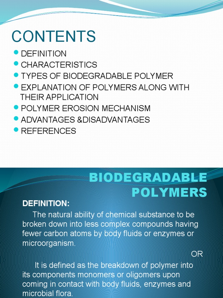 Overview of Biodegradable Polymers | PDF | Cellulose | Materials Science