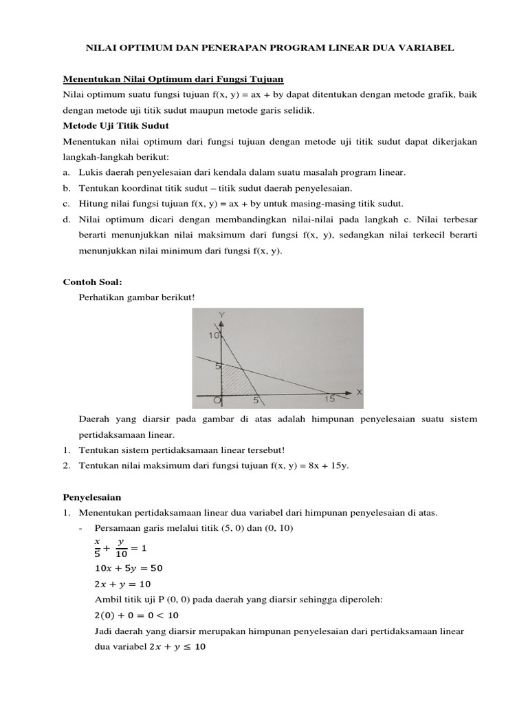 Nilai Optimum Program Linear Dua Variabel | PDF
