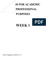 ENGLISH FOR ACADEMIC AND PROFESSIONAL PURPOSES Week 1
