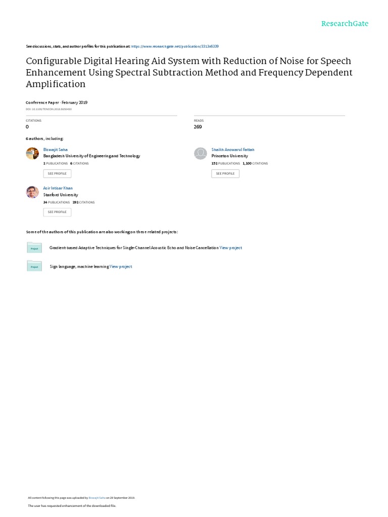 Configurable Digital Hearing Aid System With Reduction of Noise For