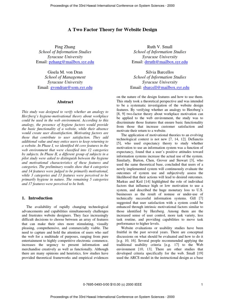A Two Factor Theory for Website Design | Cognition | Psychology