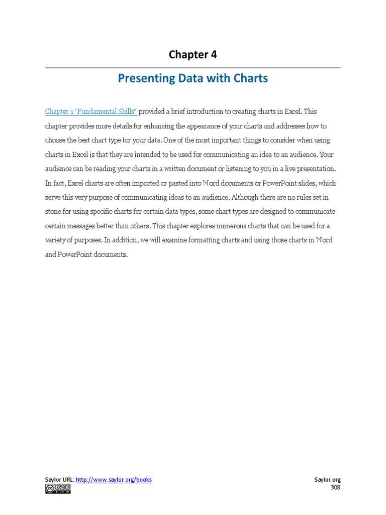 Presenting Data With Charts: Chapter 1 "Fundamental Skills" | PDF ...