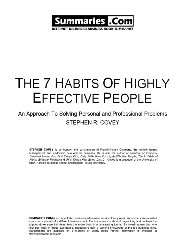 The 7 Habits of Highly Effective People | PDF | Idea | Integrity
