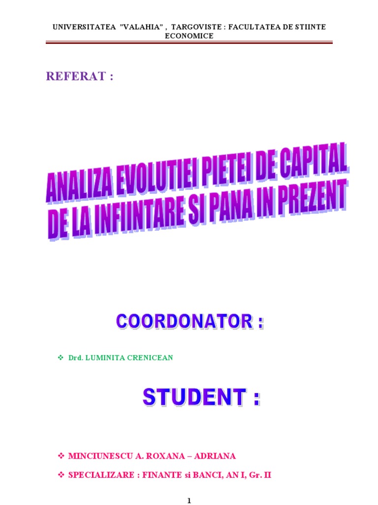 Referat Macroeconomie Evolutia Pietei de Capital PDF