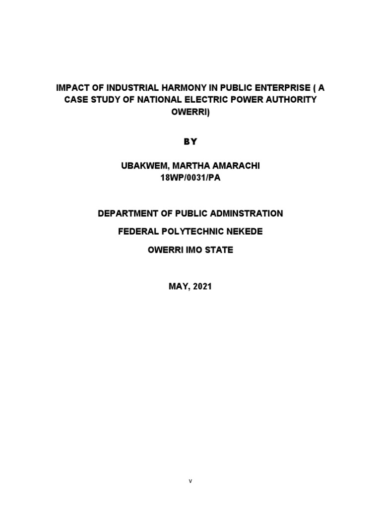 Impact of Industrial Harmony in Public Enterprise PDF Employment