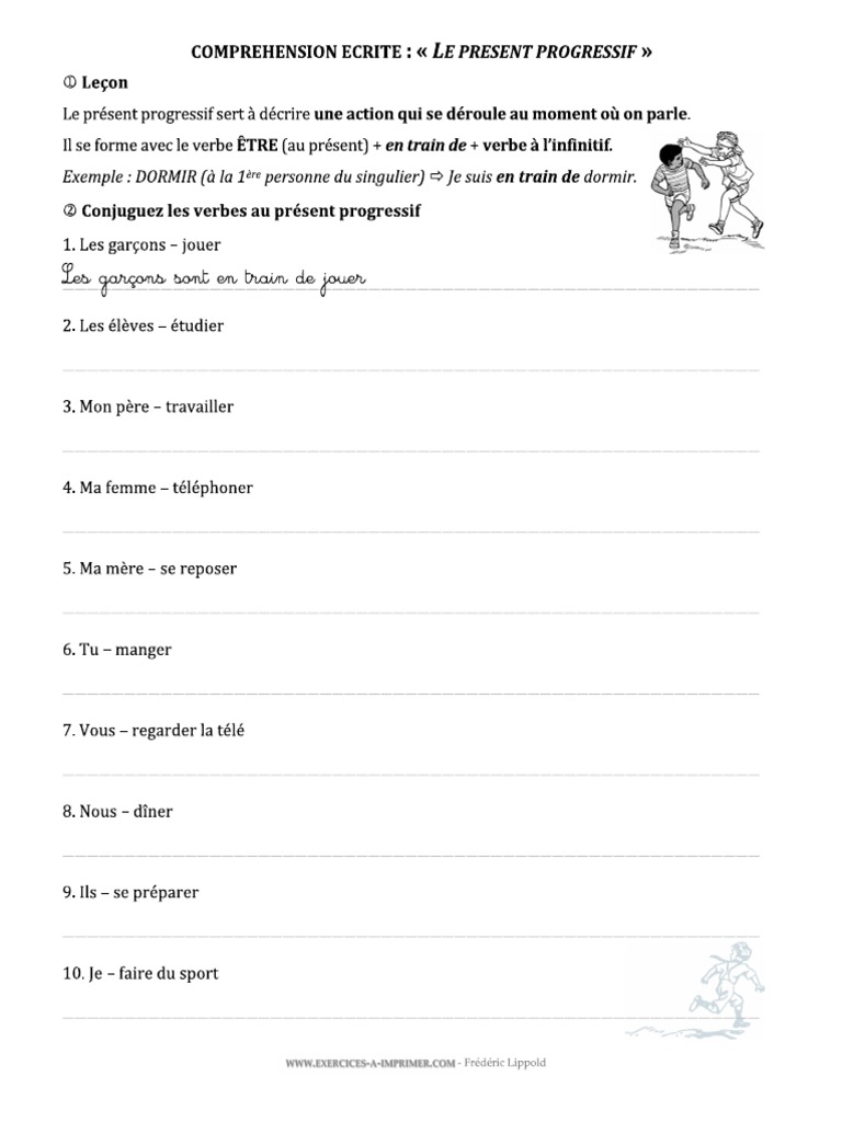Être en Train de Exercices PDF