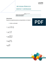 Ctividad Jercicio Ímites Y Continuidad: Instrucciones