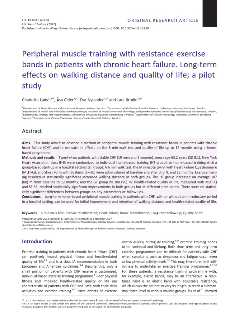 Peripheral Muscle Training With Resistance Exercis | PDF | Heart ...