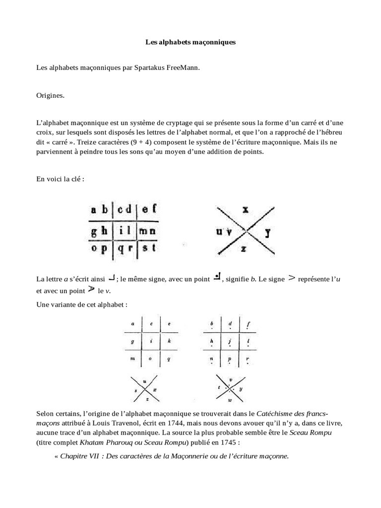 Alphabet Maçonnique : Histoire et Usage | PDF | Franc-maçonnerie | Alphabet