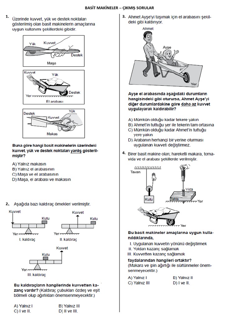 Questions sur les Machines Simples | PDF