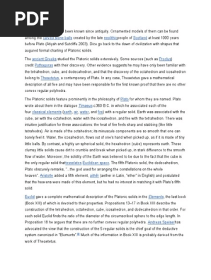The Platonic Solids Have Been Known Since Antiquity