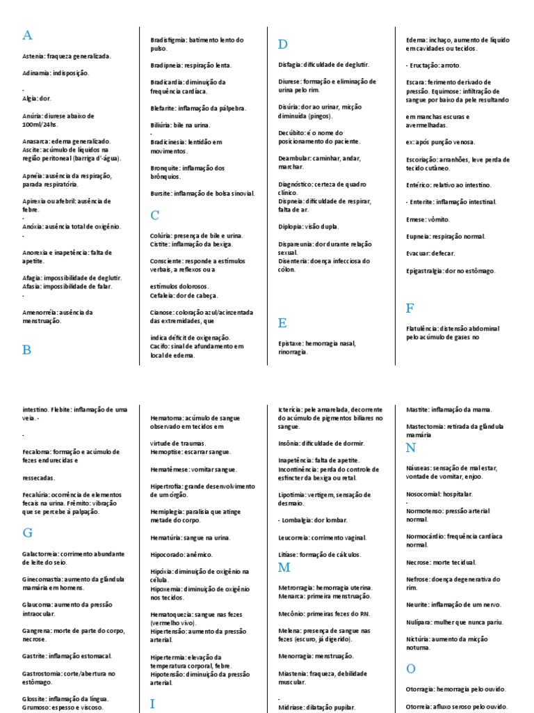 Termos Técnico Tec. Enfermagem | PDF | Edema | Inflamação
