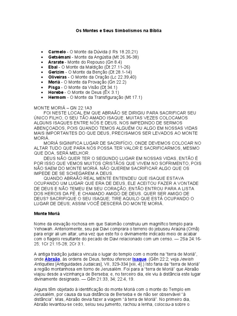 Os Montes e Seus Simbolismos Na Bíblia PDF Abraão Conteúdo bíblico