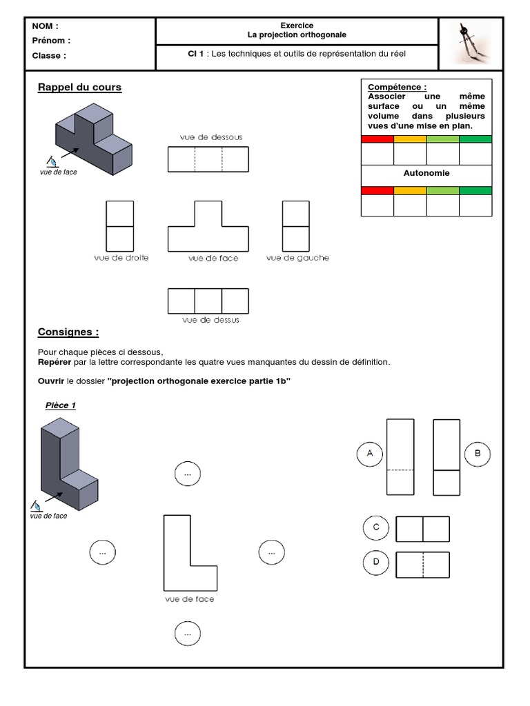 Exercice de projection orthogonale | PDF