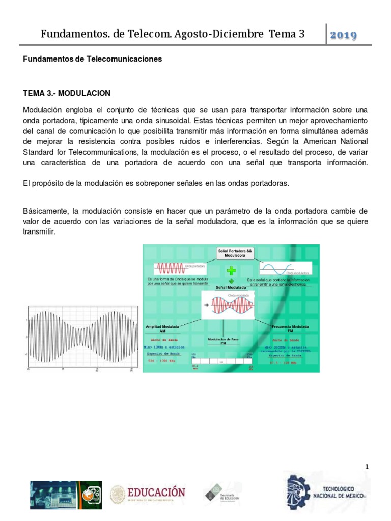 Tema 3 Fundamentos de Telecomunicaciones Mau Ago Dic 2019 | PDF ...