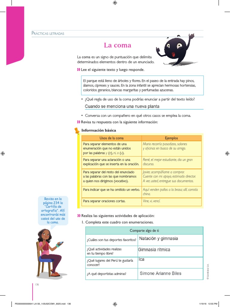 Cuaderno de Trabajo Comunicacion 1 136 137 | PDF | Coma | Lingüística