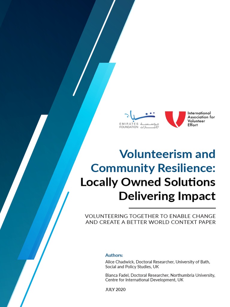 Volunteerism and Community Resilience Locally Owned Solutions ...