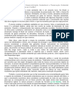 Desenvolvimento sustentável e preservação ambiental