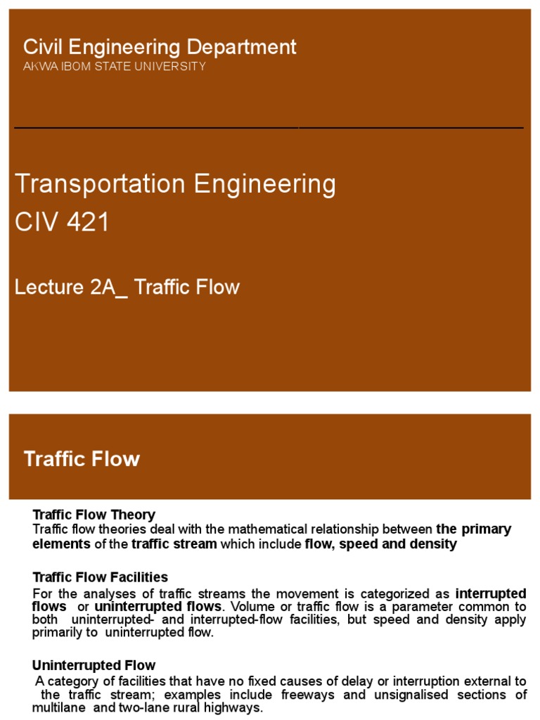 2A - Fundamentals of Traffic Flow | PDF | Traffic | Speed