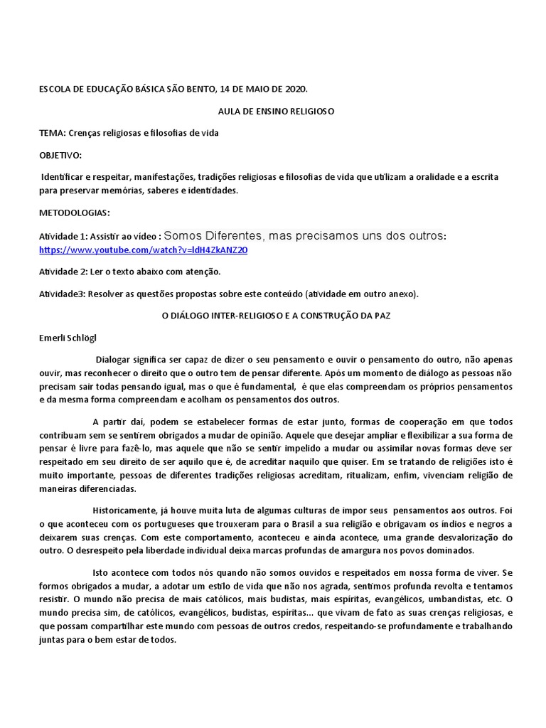 Crenças Religiosas e Filosofias de Vida PDF Pensamento Espiritismo