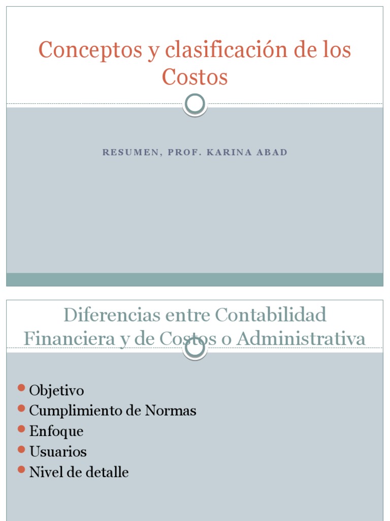 Conceptos y Clasificación de Los Costos | PDF | Costo | Contabilidad