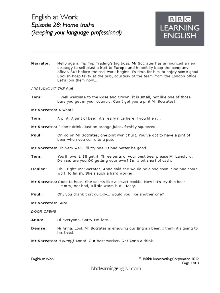 28 English at Work - Home Truths - Keeping Your Language Professional | PDF